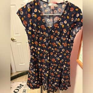 Band of Gypsies Floral Button Up Midi Dress